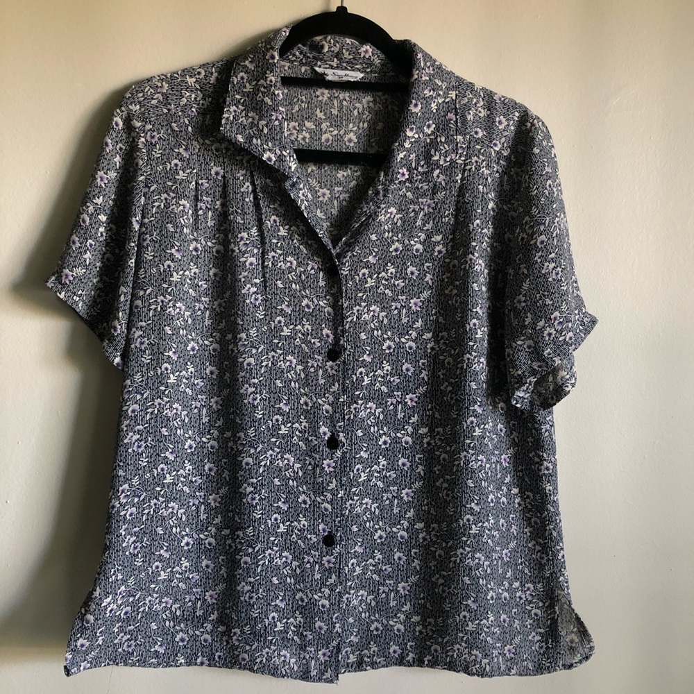 Vintage Floral Button Up Blouse